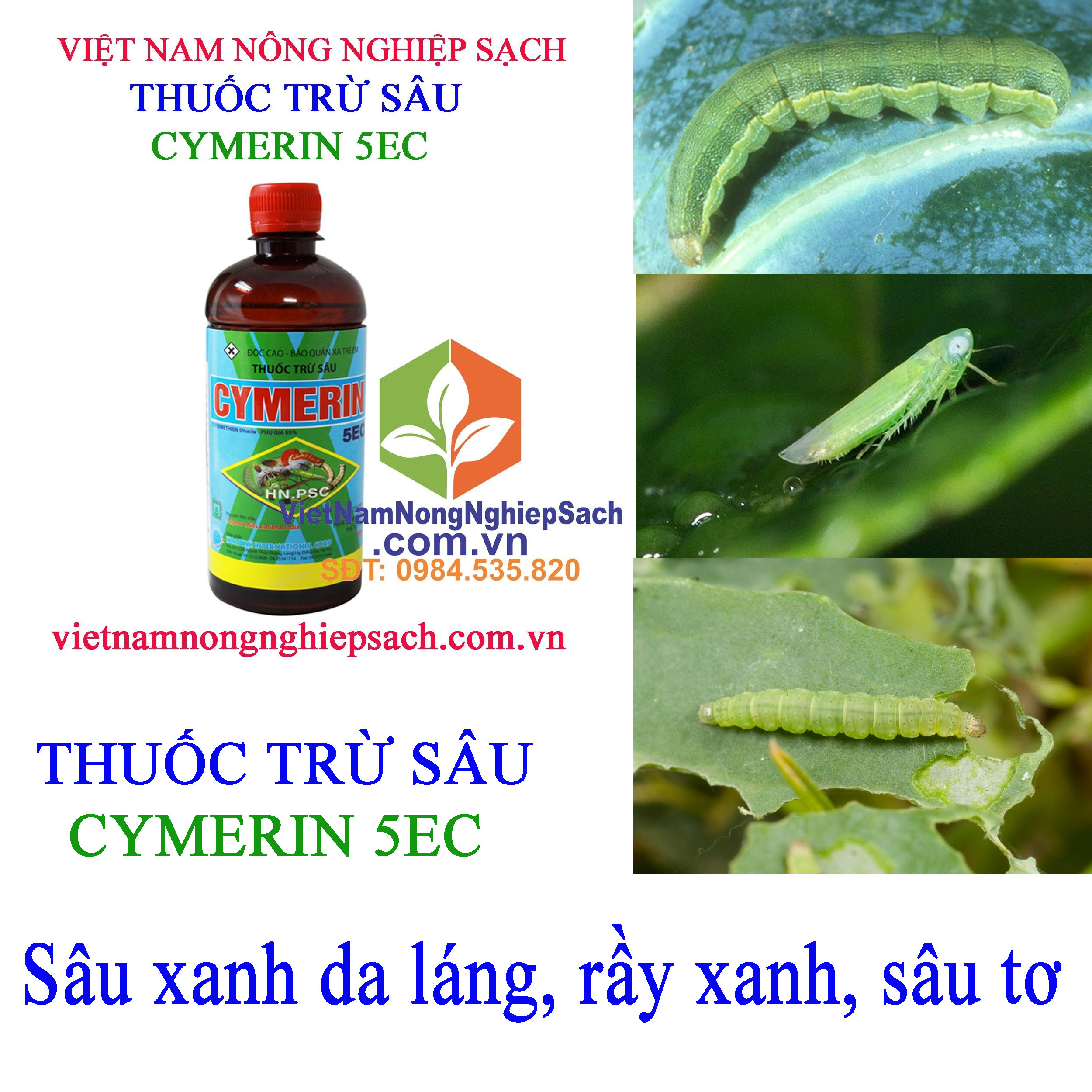 CYMERIN 5EC ĐẶC TRỊ SÂU XANH DA LÁNG, RẦY XANH, SÂU TƠ