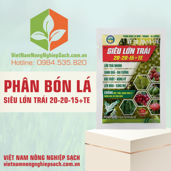 PHÂN BÓN LÁ SIÊU LỚN TRÁI 20-20-15+TE